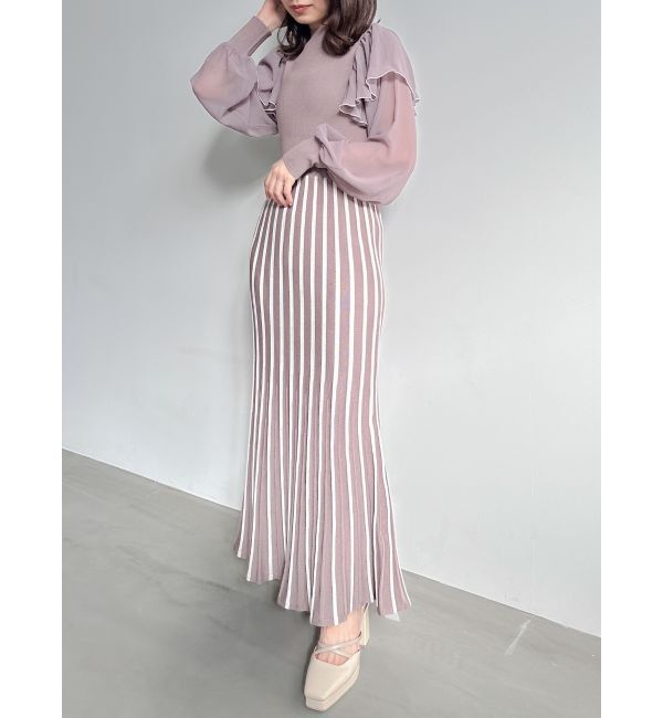 dazzlin「バイカラープリーツニットワンピース」|ワンピース|