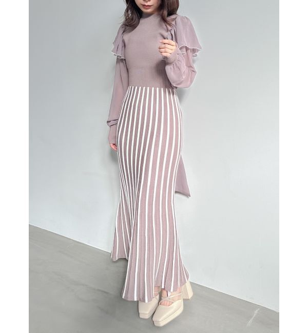 dazzlin「バイカラープリーツニットワンピース」|ワンピース|