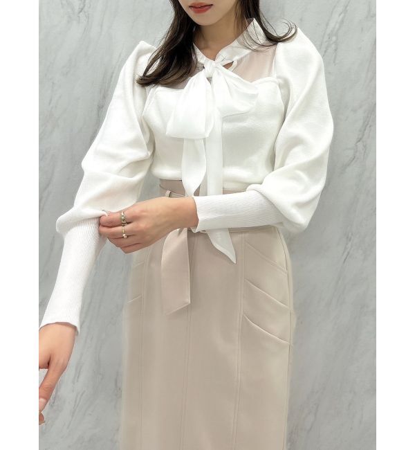 dazzlin「シアーボウタイニットトップス」|ニット・セーター|