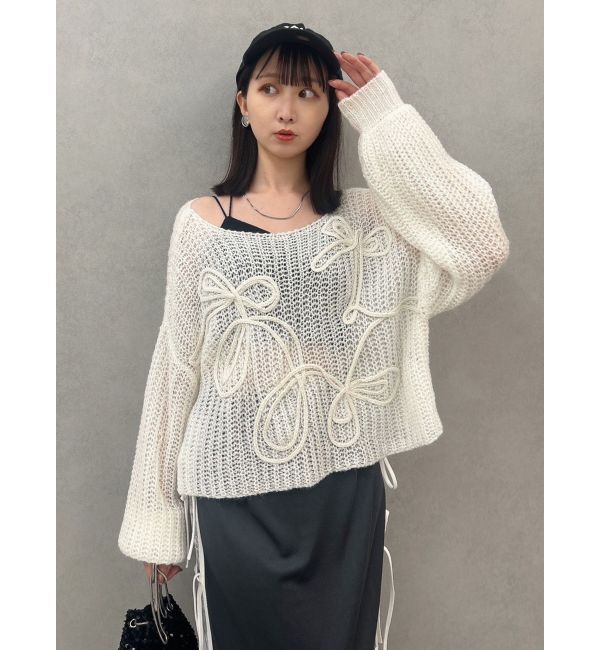 dazzlin「モヘアライクビッグリボンニット」|ニット・セーター|