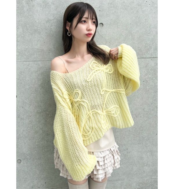 dazzlin「モヘアライクビッグリボンニット」|ニット・セーター|