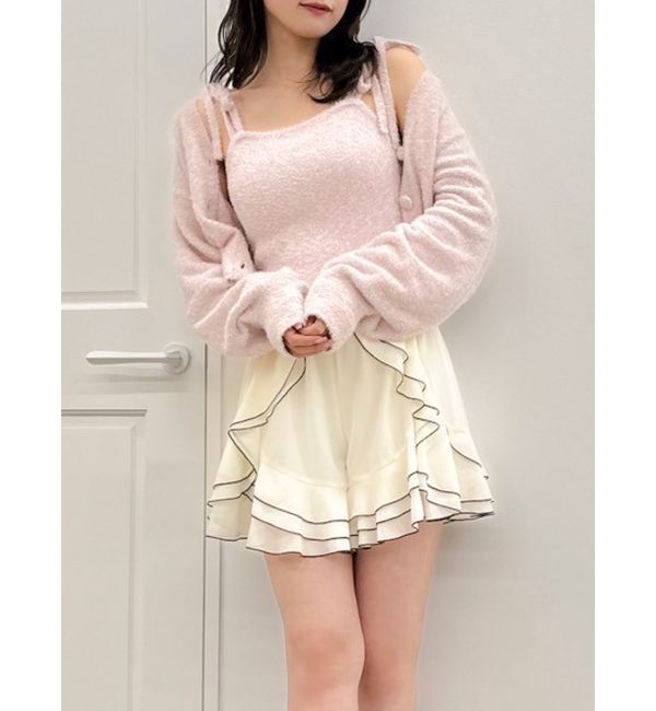 dazzlin「ミニシャギーラメニットカーデトップス」|カーディガン|ピンク