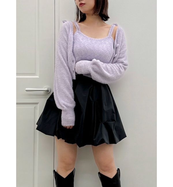 dazzlin「ミニシャギーラメニットカーデトップス」|カーディガン|パープル