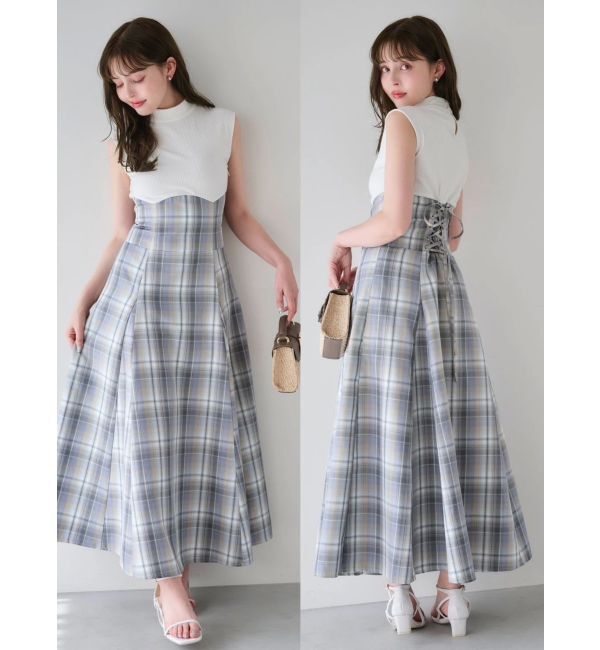 dazzlin「【復刻】チェックノースリーブコルセットワンピース」|ワンピース|