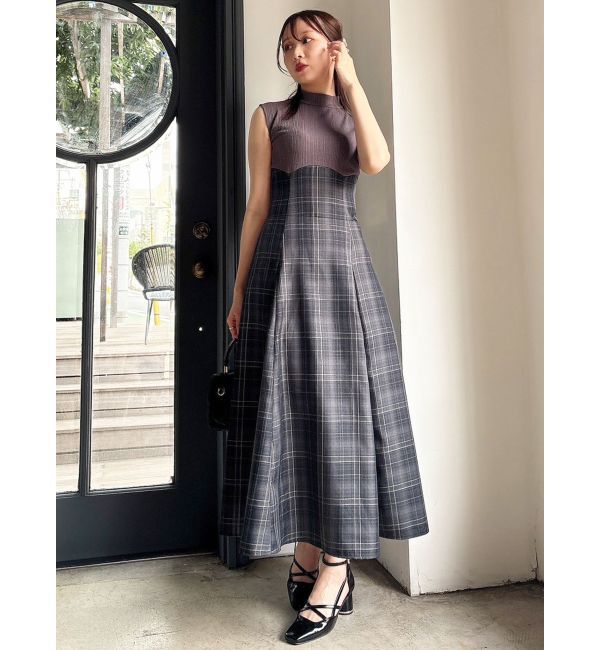 dazzlin「【復刻】チェックノースリーブコルセットワンピース」|ワンピース|