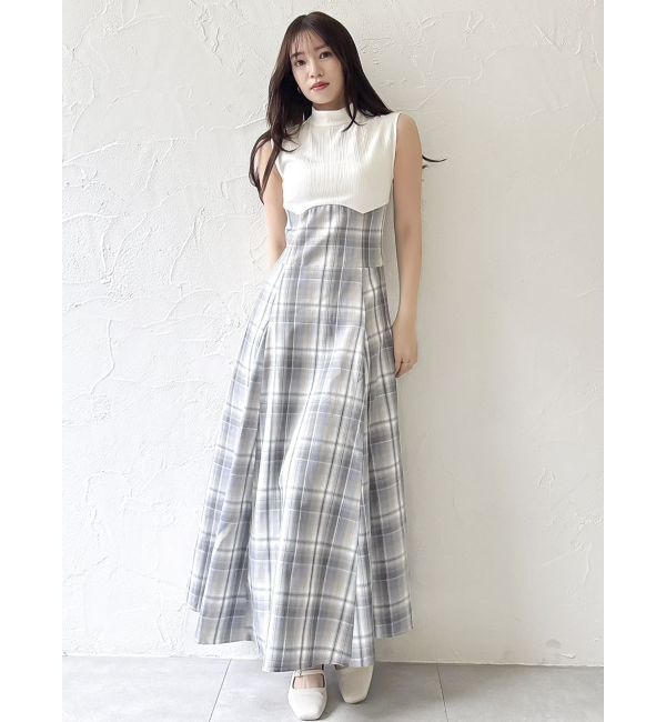 dazzlin「【復刻】チェックノースリーブコルセットワンピース」|ワンピース|