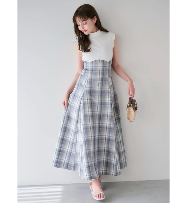 dazzlin「【復刻】チェックノースリーブコルセットワンピース」|ワンピース|