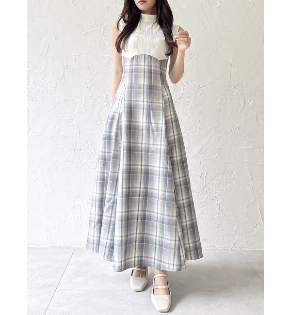 dazzlin「【復刻】チェックノースリーブコルセットワンピース」|ワンピース|