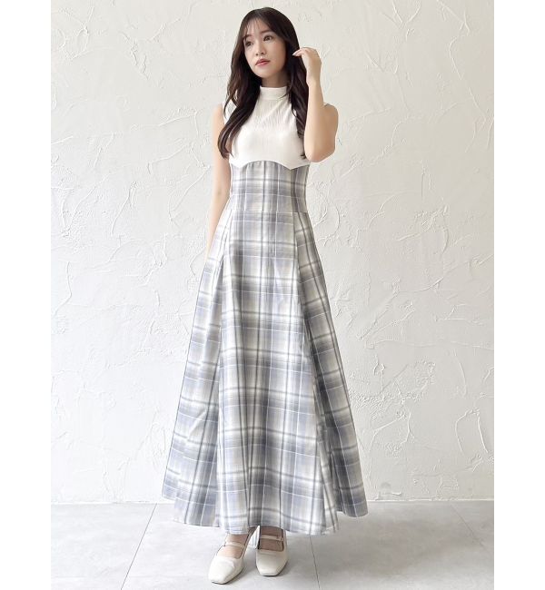 dazzlin「【復刻】チェックノースリーブコルセットワンピース」|ワンピース|