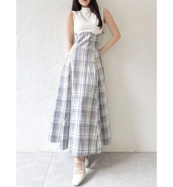 dazzlin「【復刻】チェックノースリーブコルセットワンピース」|ワンピース|