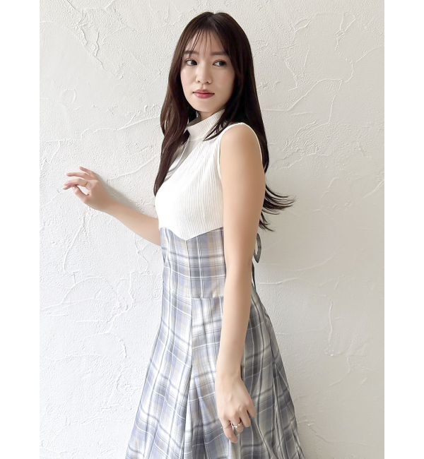 dazzlin「【復刻】チェックノースリーブコルセットワンピース」|ワンピース|