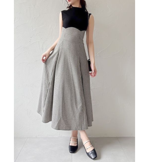 dazzlin「【復刻】チェックノースリーブコルセットワンピース」|ワンピース|