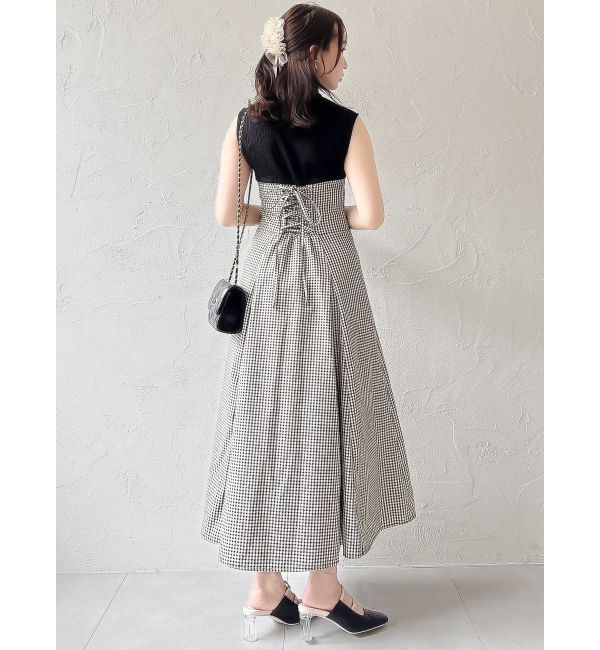 dazzlin「【復刻】チェックノースリーブコルセットワンピース」|ワンピース|