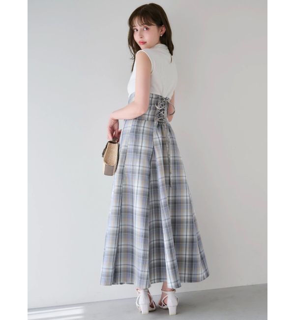 dazzlin「【復刻】チェックノースリーブコルセットワンピース」|ワンピース|