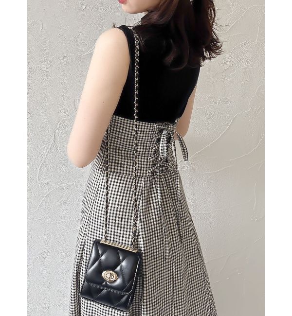 dazzlin「【復刻】チェックノースリーブコルセットワンピース」|ワンピース|