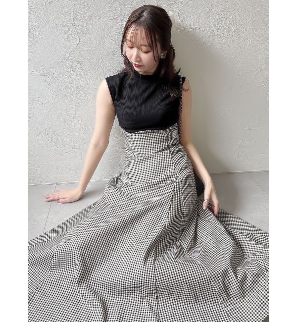 dazzlin「【復刻】チェックノースリーブコルセットワンピース」|ワンピース|