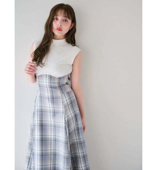 dazzlin「【復刻】チェックノースリーブコルセットワンピース」|ワンピース|