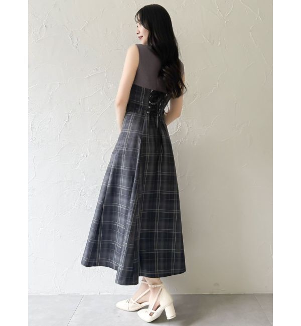 dazzlin「【復刻】チェックノースリーブコルセットワンピース」|ワンピース|