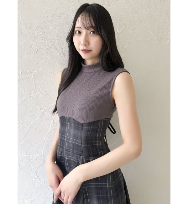 dazzlin「【復刻】チェックノースリーブコルセットワンピース」|ワンピース|