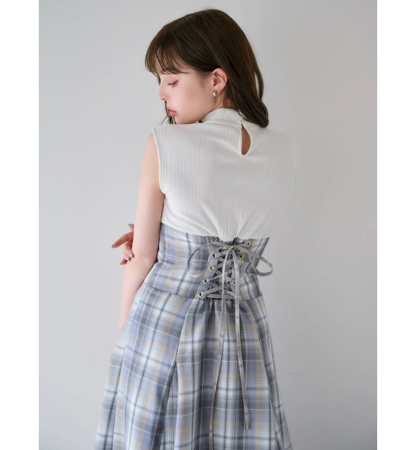 dazzlin「【復刻】チェックノースリーブコルセットワンピース」|ワンピース|