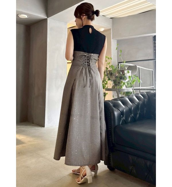 dazzlin「【復刻】チェックノースリーブコルセットワンピース」|ワンピース|