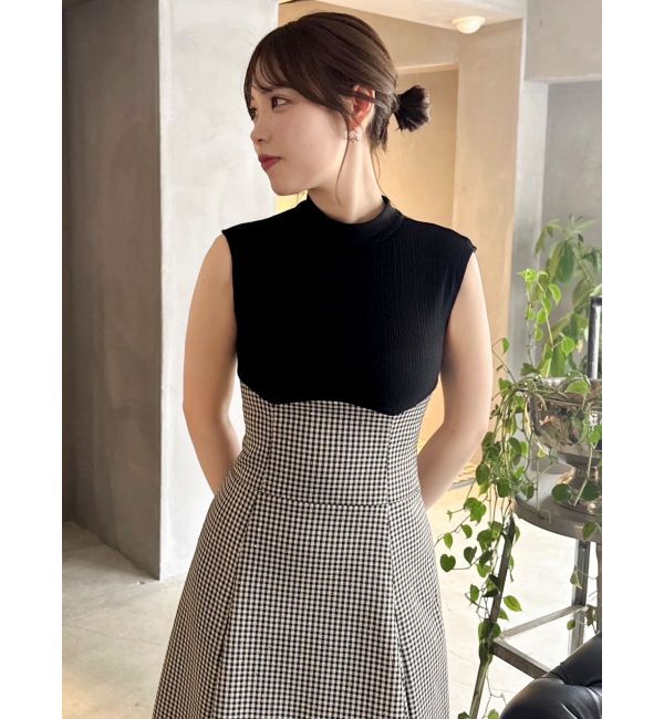 dazzlin「【復刻】チェックノースリーブコルセットワンピース」|ワンピース|
