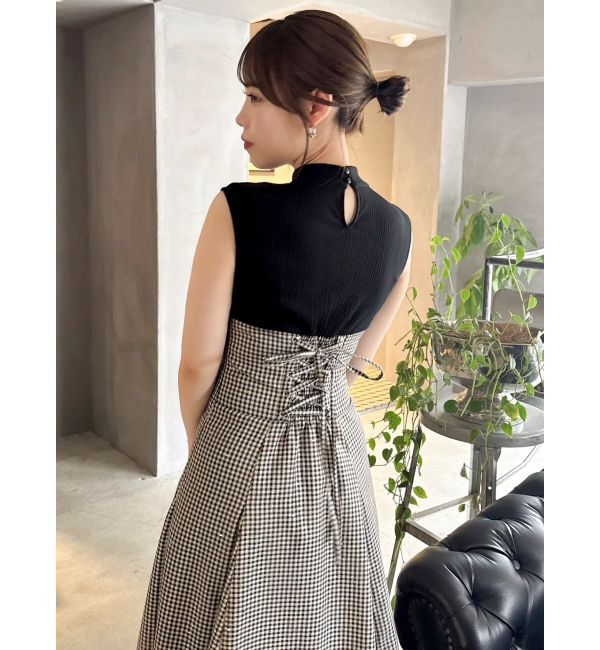 dazzlin「【復刻】チェックノースリーブコルセットワンピース」|ワンピース|
