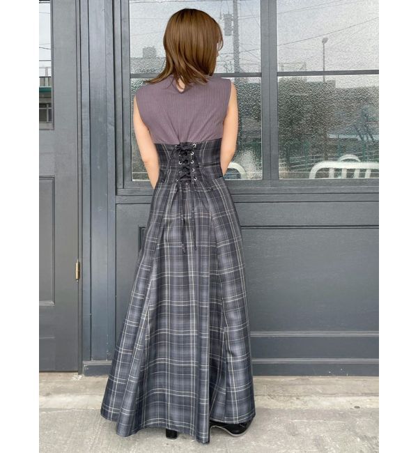 dazzlin「【復刻】チェックノースリーブコルセットワンピース」|ワンピース|