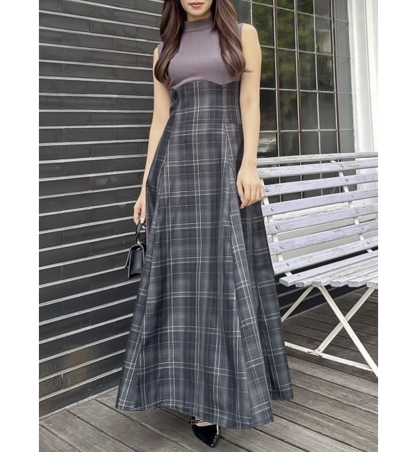 dazzlin「【復刻】チェックノースリーブコルセットワンピース」|ワンピース|