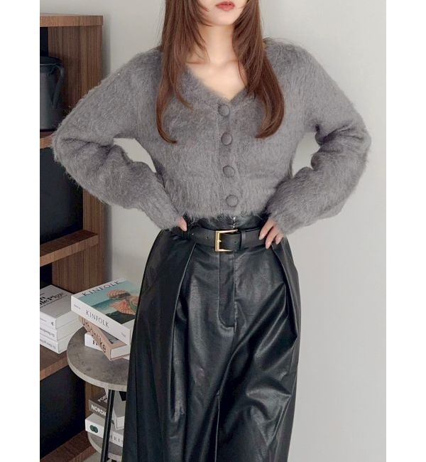 dazzlin「ルミナスカラーショートカーディガン」|カーディガン|チャコールグレー