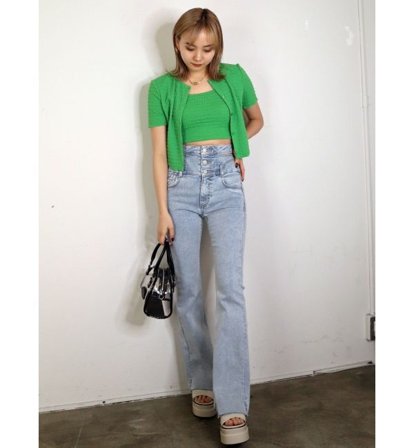 EMODA「サイドオープンハイウエストフレアパギンス」|デニム|