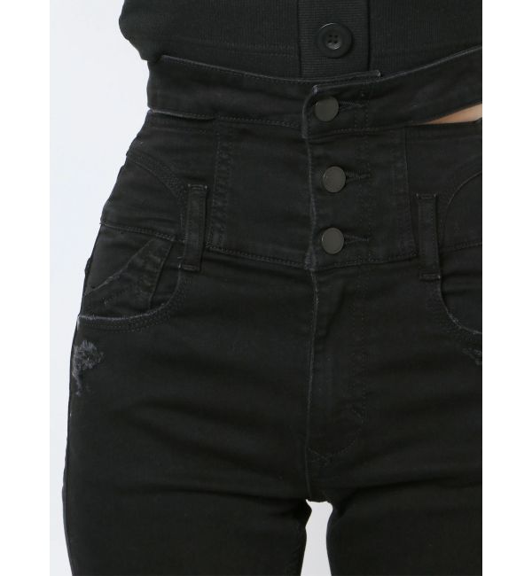 EMODA「サイドオープンハイウエストフレアパギンス」|デニム|