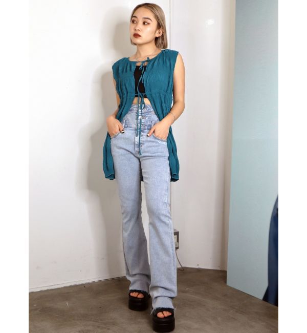 EMODA「サイドオープンハイウエストフレアパギンス」|デニム|