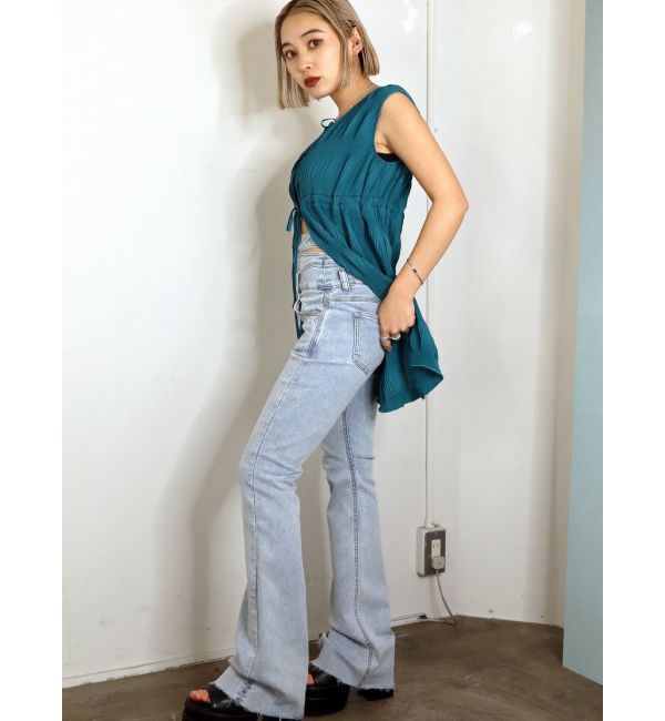 EMODA「サイドオープンハイウエストフレアパギンス」|デニム|