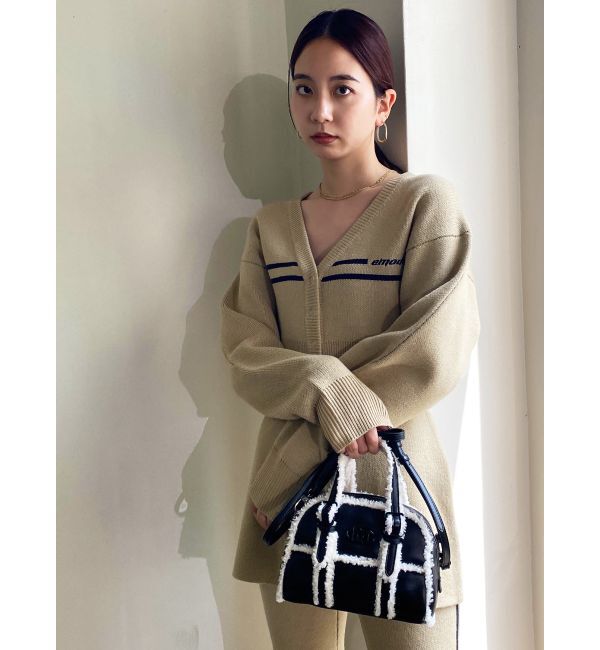EMODA「チューズラインロゴカーディガン」|カーディガン|ベージュ