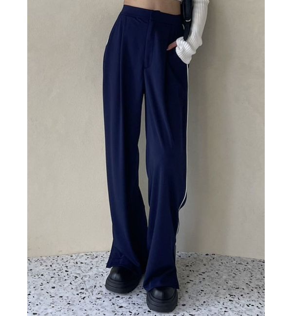 EMODA「サイドラインスラックスパンツ」|その他|ネイビー