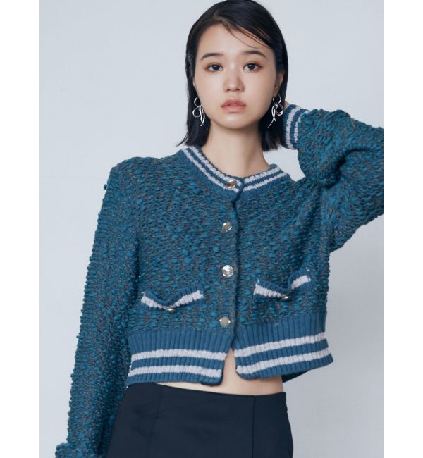 EMODA「テクスチャーミニマルカーデトップ」|カーディガン|グリーン