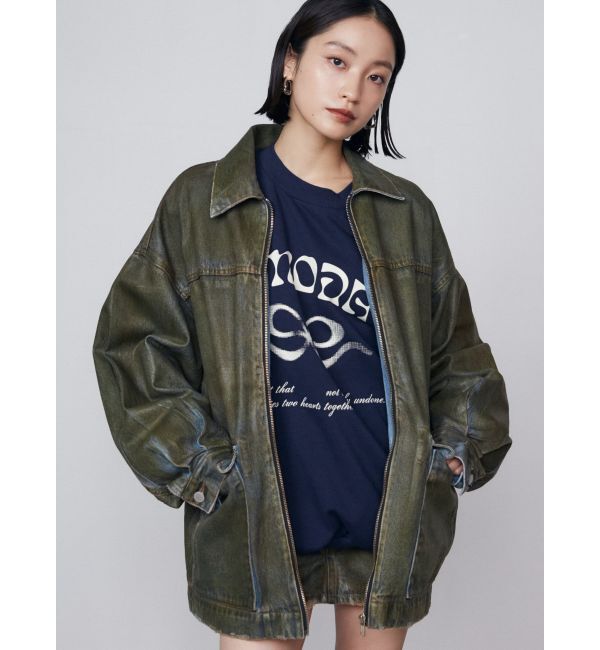 EMODA「ヴィンテージライクオーバーデニムブルゾン」|ブルゾン・スタジャン|