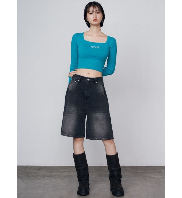 EMODA「ヴィンテージライクデニムハーフパンツ」|デニム|