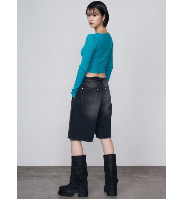 EMODA「ヴィンテージライクデニムハーフパンツ」|デニム|
