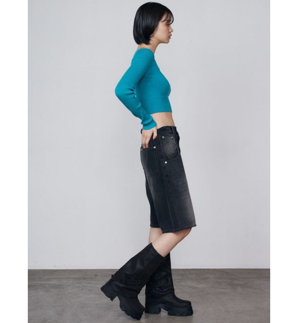 EMODA「ヴィンテージライクデニムハーフパンツ」|デニム|