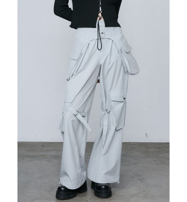 EMODA「レイヤーベルトナイロンフレアパンツ」|その他|アイスブルー