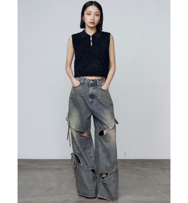 EMODA「カットアウトルーズジーンズ」|デニム|
