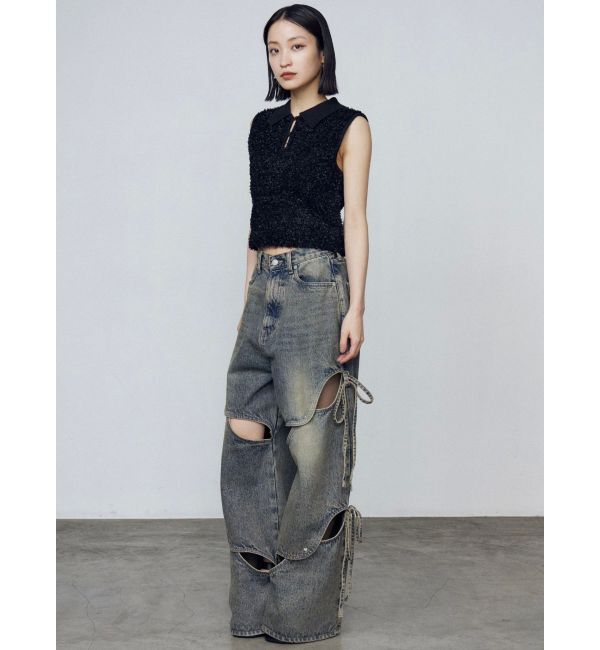 EMODA「カットアウトルーズジーンズ」|デニム|