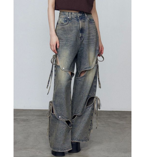 EMODA「カットアウトルーズジーンズ」|デニム|