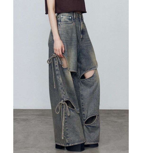 EMODA「カットアウトルーズジーンズ」|デニム|