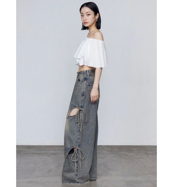 EMODA「カットアウトルーズジーンズ」|デニム|