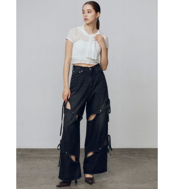 EMODA「カットアウトルーズジーンズ」|デニム|