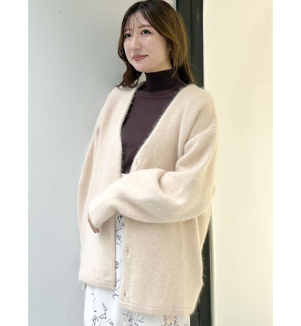 MERCURYDUO「ダブルフェイスコクーンミディニットカーディガン」|カーディガン|