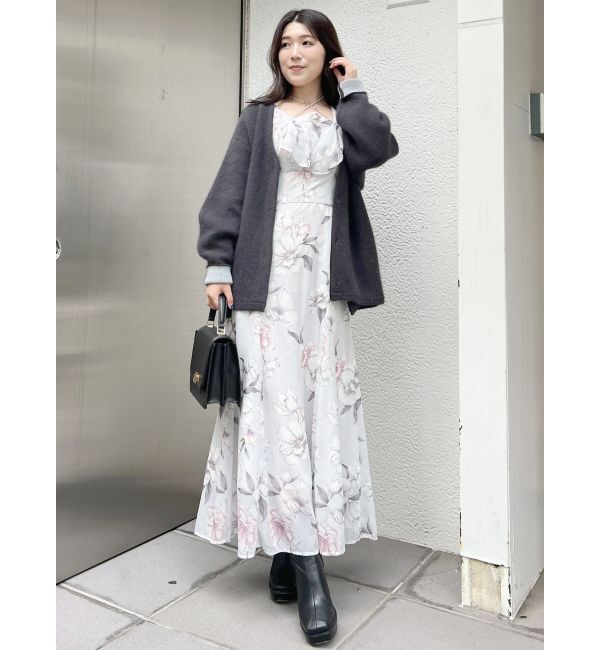 MERCURYDUO「ダブルフェイスコクーンミディニットカーディガン」|カーディガン|